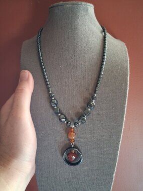 Unusual 17 inch Beaded Statement necklace